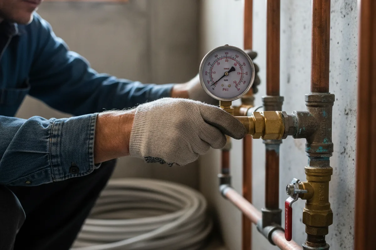 Pressure testing a repaired line during Water Line Repair in Grand Tower